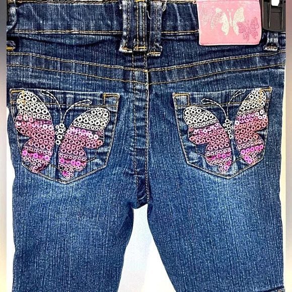 RVT Girls Jean Capris With Sequin and embroidery Butterflies design size 5 - Picture 17 of 17